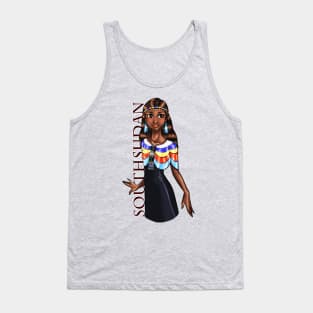 Black is Beautiful - South Sudan pride African Heritage Melanin Girl in traditional outfit Tank Top